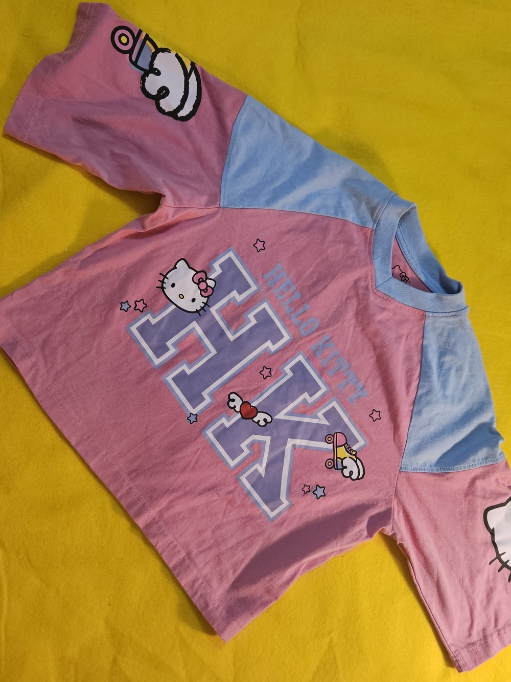 Sanrio Hello Kitty Pink and Light Blue Raglan Tee